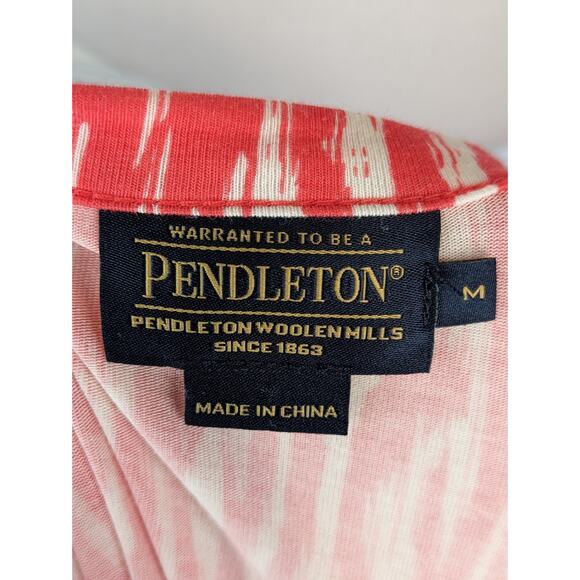 Pendleton Breezeway Dress Faux Wrap Ikat Coral Pink White Spring Summer Size M - Picture 16 of 16